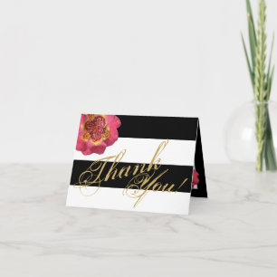 Folded Thank You Card Modern Stripe Black White
