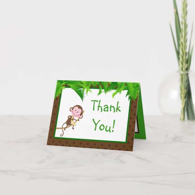 Folded Thank you Card Monkey Swing Jungle Safari (Front)
