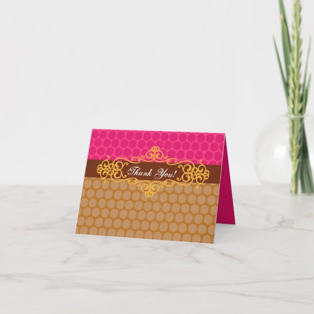 Folded Thank You Card Moroccan Polka Dots (Front)