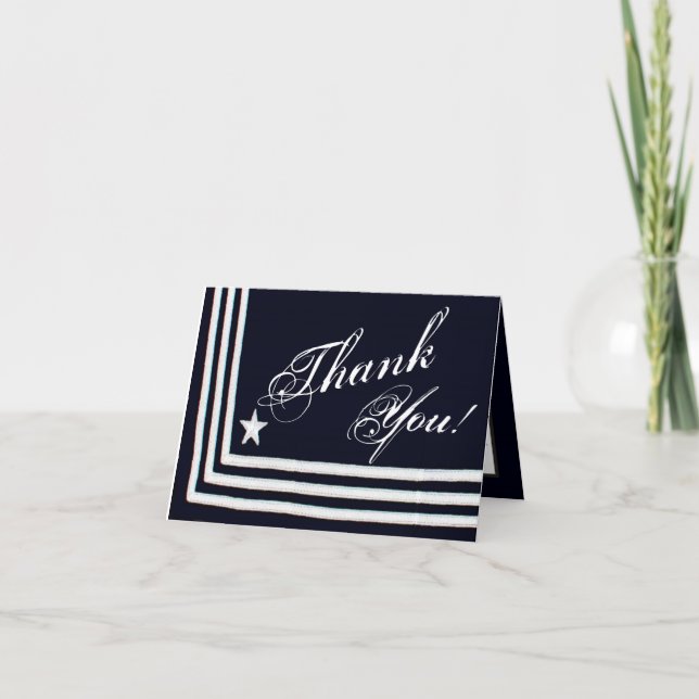 Folded Thank You Card Navy Summer Dress Blues (Front)