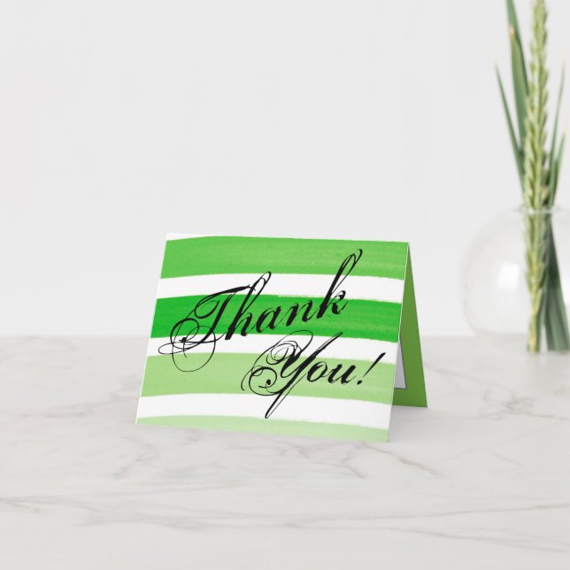 Folded Thank You Card Ombre Stripe Green Line Fade (Front)