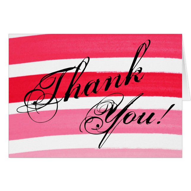 Folded Thank You Card Ombre Stripe Pink Line Fade (Front Horizontal)