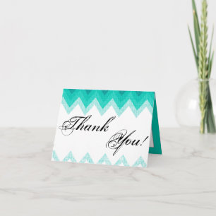 Folded Thank You Card Ombre Teal Chevron