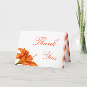 Folded Thank You Card Orange Tiger Lilly w/Stripes