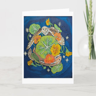 Folded Thank You Card owl and chipmunk