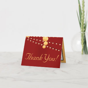 Folded Thank You Card Paper Lanterns on Red