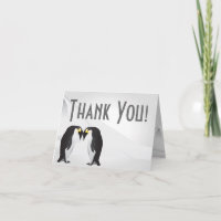 Folded Thank You Card Penguins Mate for Life Grey