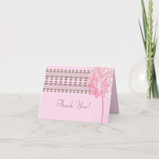 Folded Thank You Card Pink Lace Floral (Front)