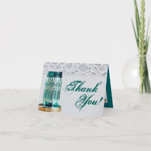 Folded Thank You Card Rustic Country Mason Jar