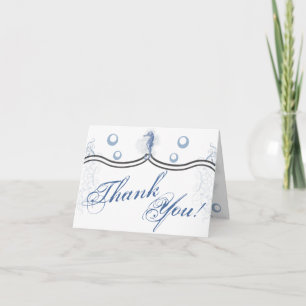 Folded Thank You Card Seahorse Sea Ocean Beach
