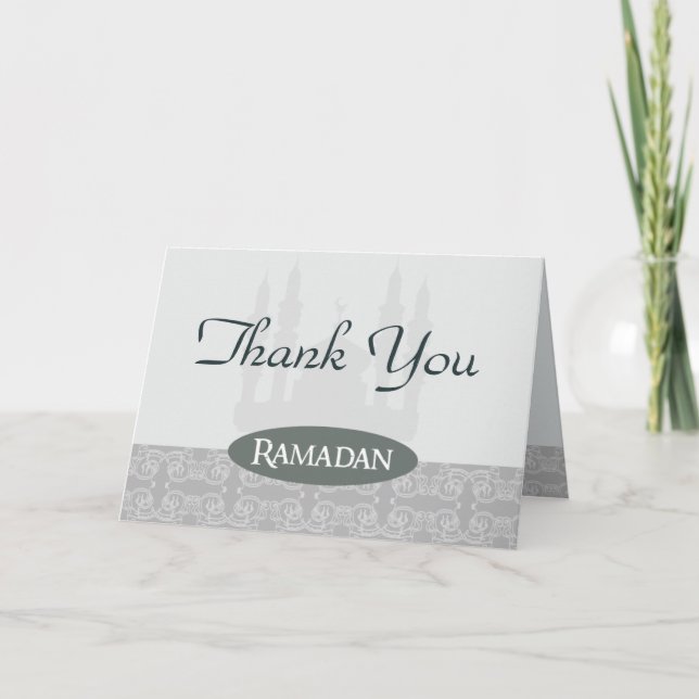 Folded Thank You Card Soft Blue Islamic Ramadan Bl (Front)