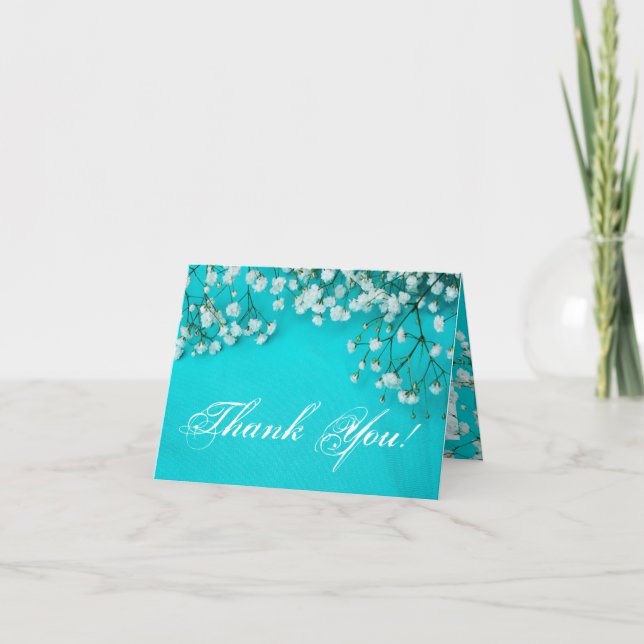 Folded Thank You Card Spring Babys Breath Flower (Front)