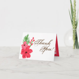 Folded Thank You Card Spring Hibiscus Flower Hawai