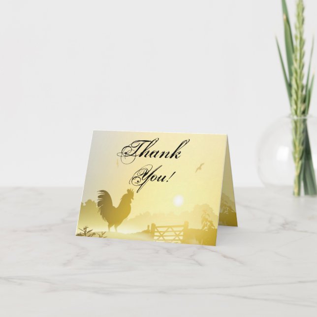 Folded Thank You Card Sunny Morning Farm Country R (Front)