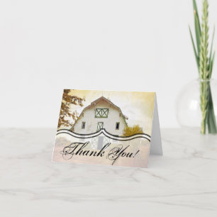 Folded Thank You Card Sunset Barn Country Rustic F