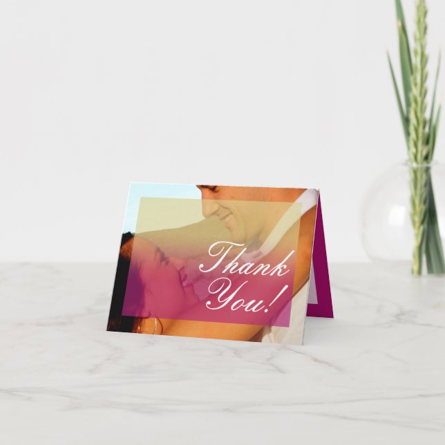 Folded Thank You Card Sunset Fade Pink Tan Photo (Front)