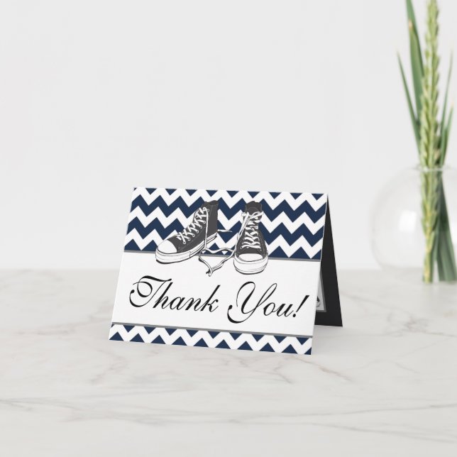 Folded Thank You Card Teenage Sneakers Chevron Str (Front)