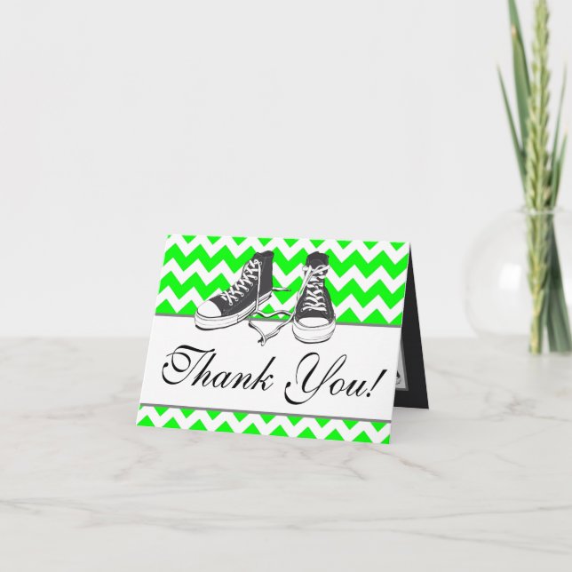 Folded Thank You Card Teenage Sneakers Chevron Str (Front)