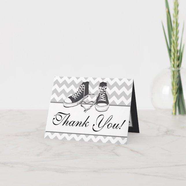 Folded Thank You Card Teenage Sneakers Chevron Str (Front)