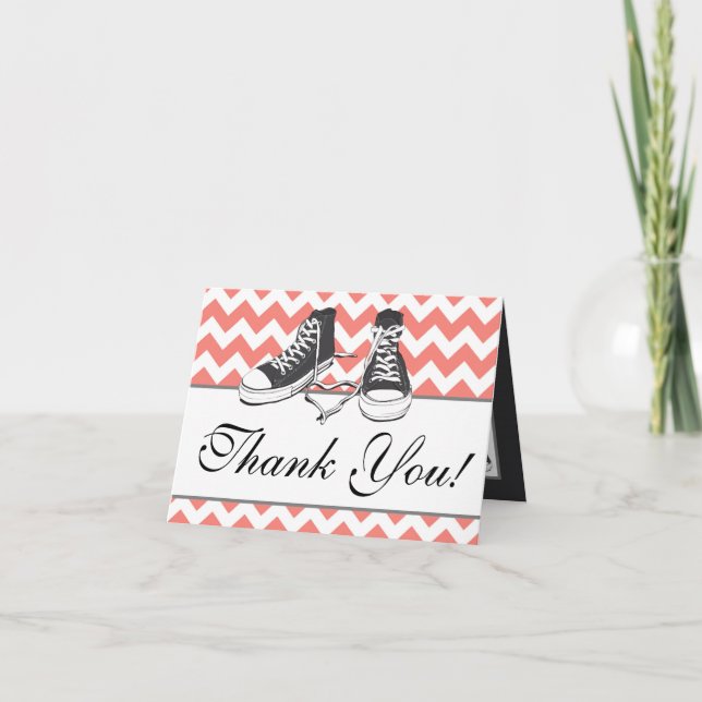 Folded Thank You Card Teenage Sneakers Chevron Str (Front)