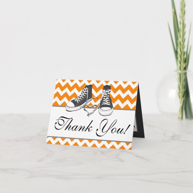 Folded Thank You Card Teenage Sneakers Chevron Str (Front)