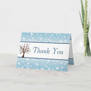 Folded Thank You Card Twinkling Snow / Bare Tree