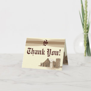 Folded Thank You Card Vintage Country Barn Farm