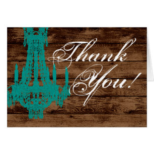 Folded Thank You Card Western Rustic Chandelier