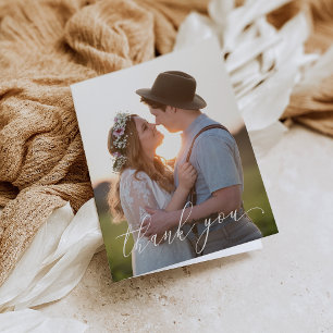 Folded Thank You Card - White Script