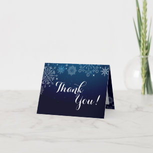 Folded Thank You Card Winter Snowflakes Snow Ice