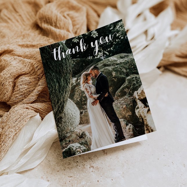 Folded Thank You Card with Photo Wedding White (Creator Uploaded)