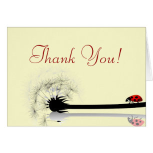 Folded Thank You Card Yellow and Lady Bug