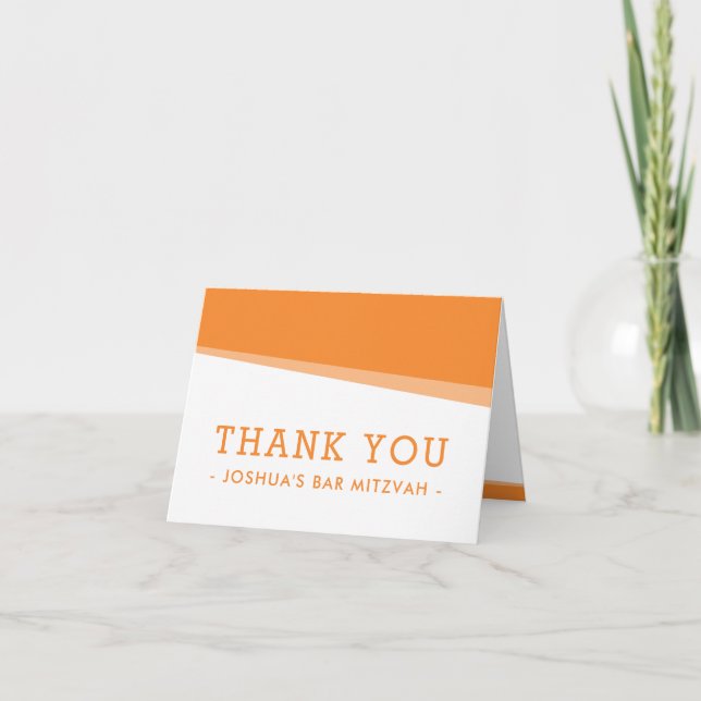 FOLDED THANK YOU simple modern bold bright orange Card (Front)