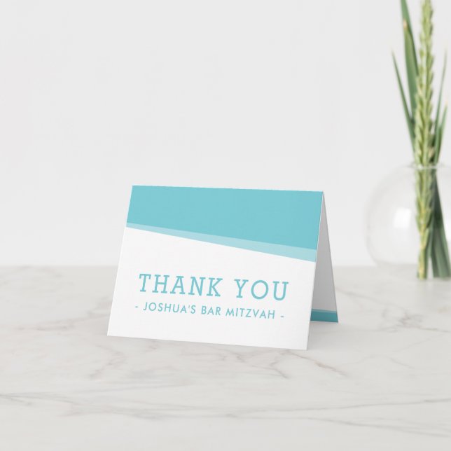 FOLDED THANK YOU simple modern turquoise blue (Front)