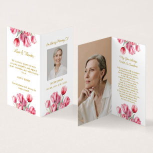 Folded Tulip Photo Funeral Prayer Card