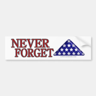 Folded USA Flag-Never Forget Bumper Sticker