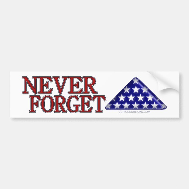 Folded USA Flag-Never Forget Bumper Sticker (Front)