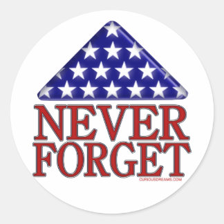 Folded USA Flag-Never Forget Classic Round Sticker