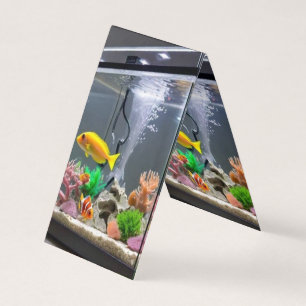 FOLDED VERTICAL TENT.A FISH TANK DISIGN FRON BACK BUSINESS CARD