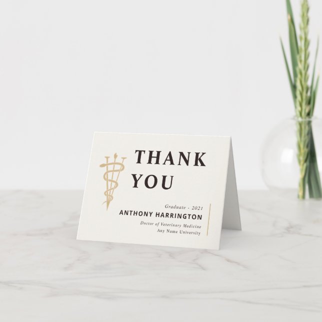 Folded Veterinary Thank you Black Gold Card (Front)