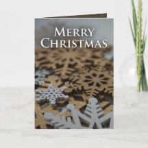 Folded White and Gold Snowflake Christmas Card