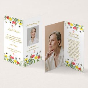 Folded Wildflower Photo Funeral Prayer Card