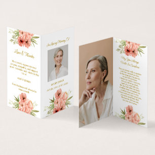 Folded Zinnia Photo Funeral Prayer Card