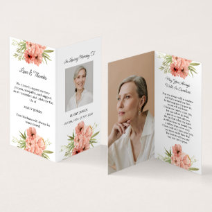 Folded Zinnia Photo Funeral Prayer Card