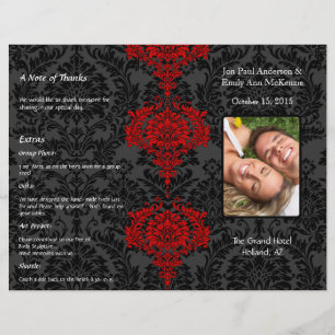 Folding Black Grey & Red Damask Photo Wedding