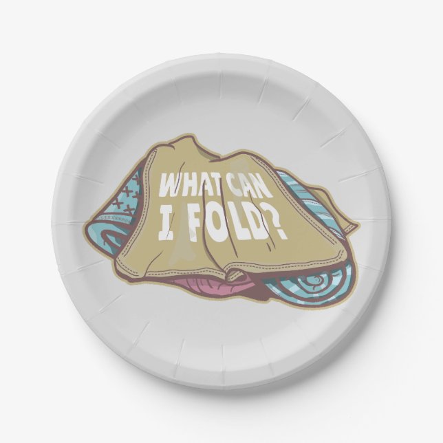 Folding clothes, laundry day paper plate (Front)