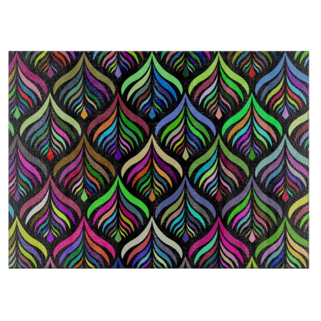 Folding Colours Abstract Rainbow Glass Cutting Board (Front)