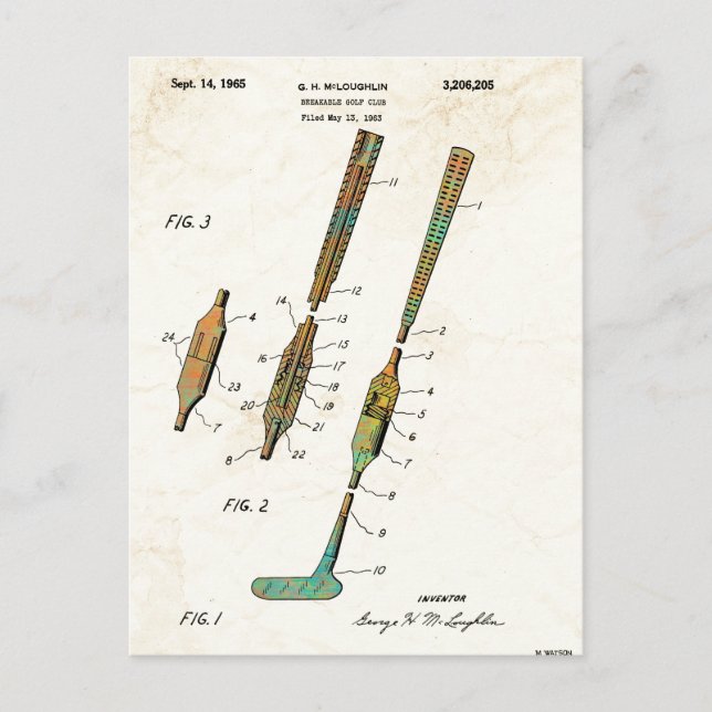 FOLDING GOLF CLUB PATENT - Postcards (Front)