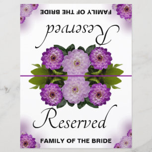 Folding Reserved Family of the Bride Purple Floral