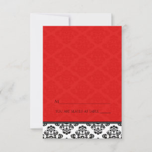 Folding Tent Red Damask Place Cards